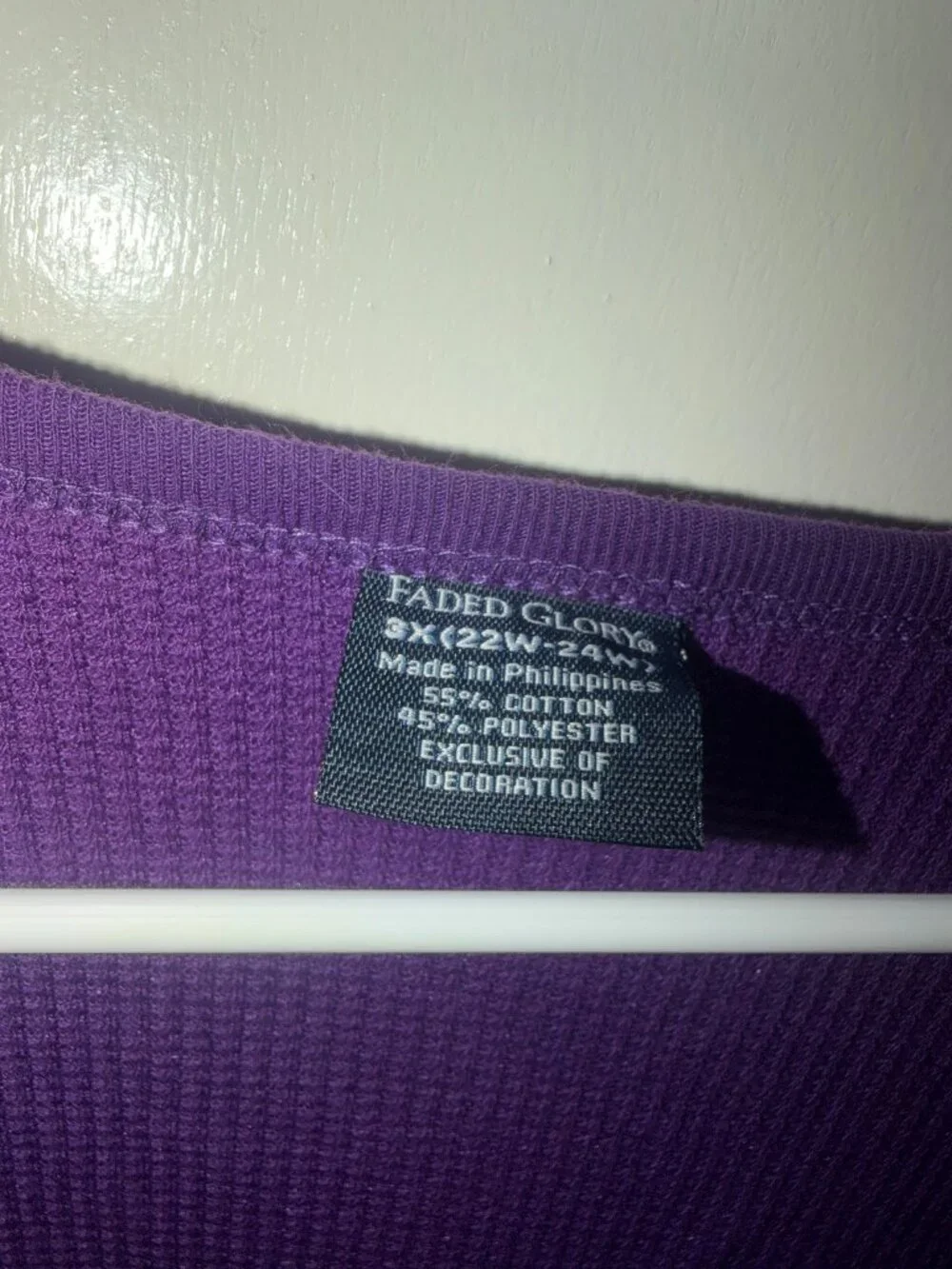 Faded Glory Purple Waffle-Knit Top W 3X